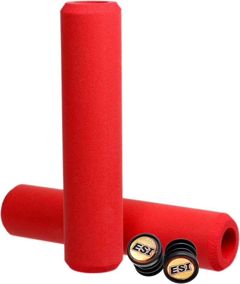 ESI Grips Chunky MTB Grips - Extra Thick Red Silicone Bicycle Handlebar Grips - Image 3